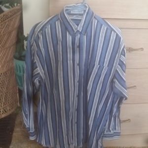 Blue Wide Pinstriped Button Up